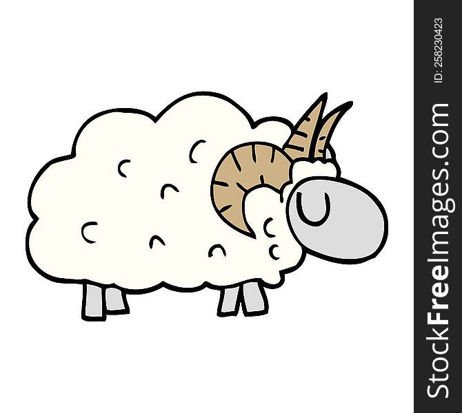 cartoon doodle sheep with horns