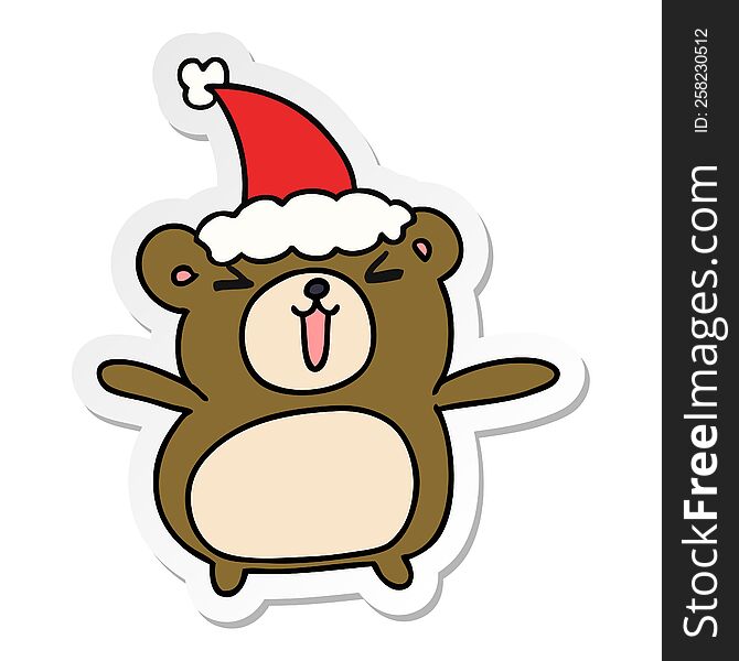 Christmas Sticker Cartoon Of Kawaii Bear