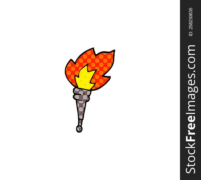 cartoon doodle flaming torch