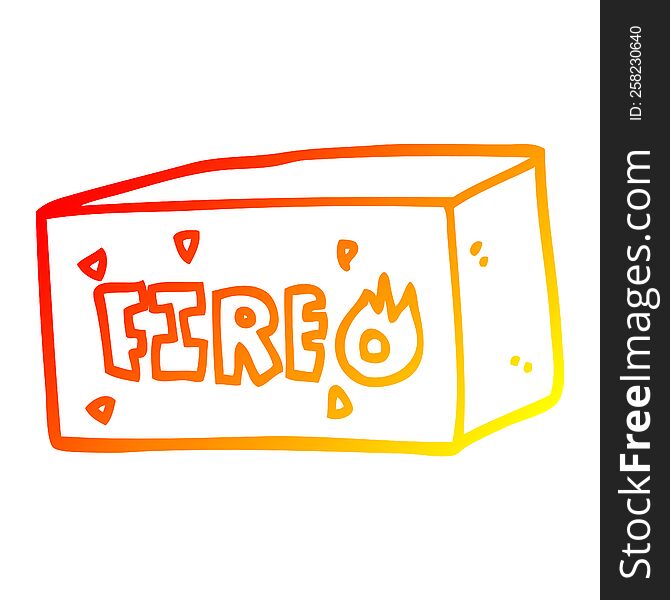 warm gradient line drawing of a cartoon emergency fire sign