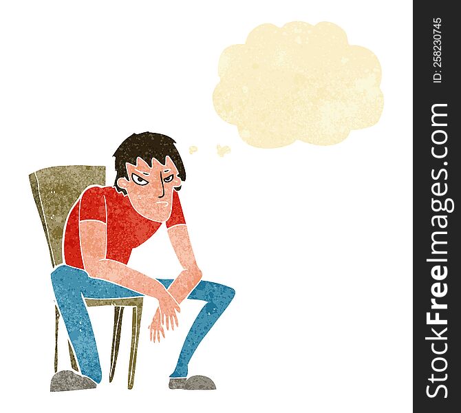 Cartoon Dejected Man With Thought Bubble