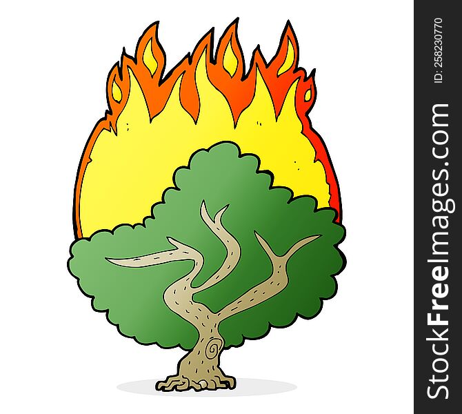 cartoon burning tree