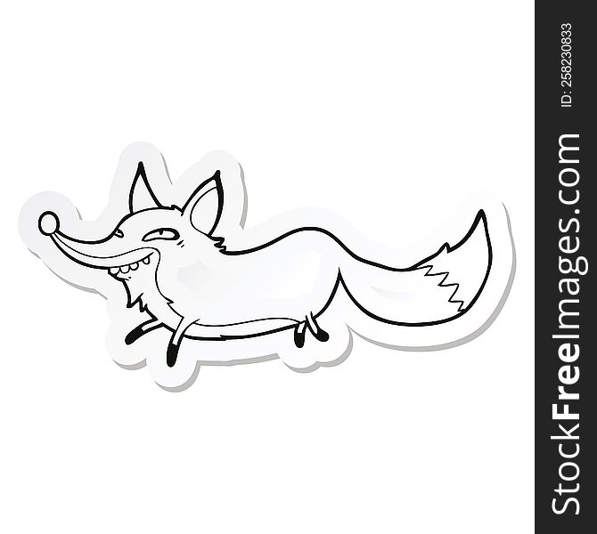 Sticker Of A Cartoon Sly Fox