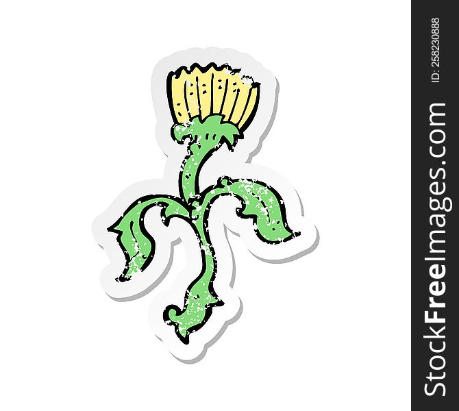 Retro Distressed Sticker Of A Cartoon Flower