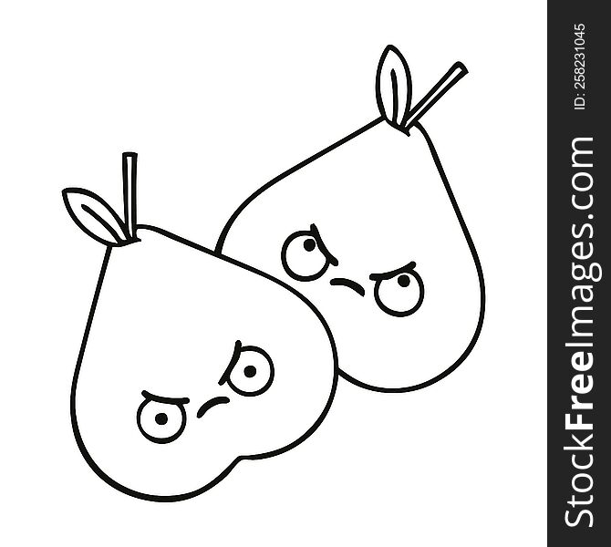 line drawing cartoon of a pears. line drawing cartoon of a pears