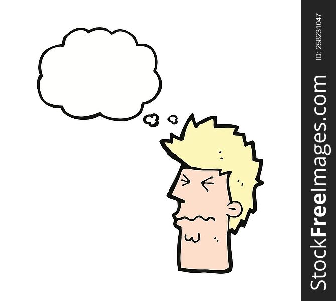 Cartoon Stressed Out Face With Thought Bubble