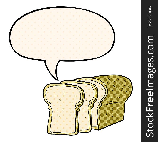 Cartoon Sliced Bread And Speech Bubble In Comic Book Style