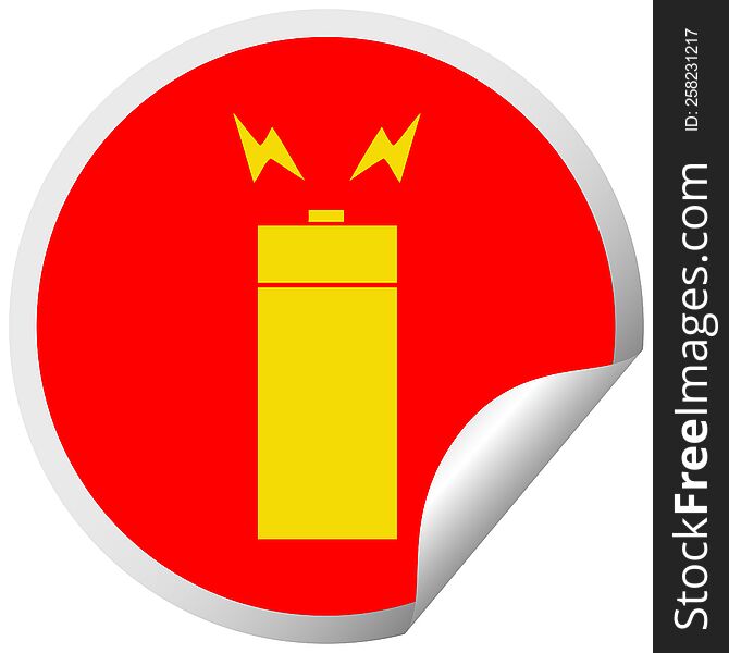 Circular Peeling Sticker Cartoon Old Battery