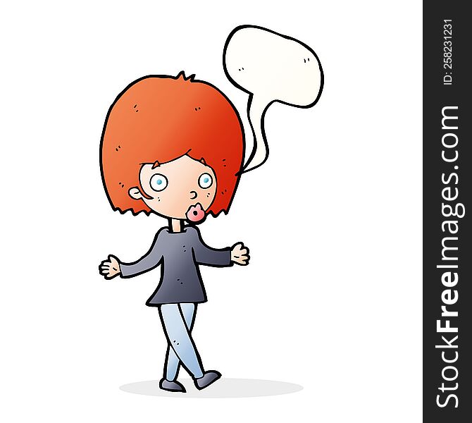 cartoon confused woman with speech bubble