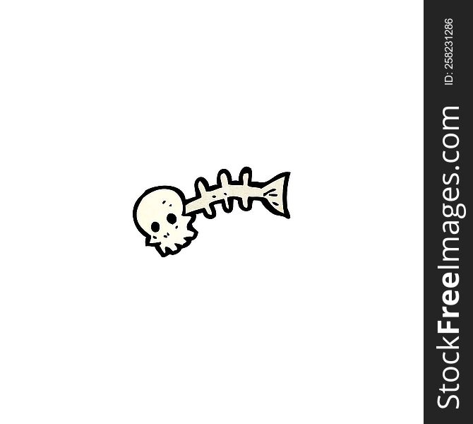 Spooky Skull Fish Bones Cartoon