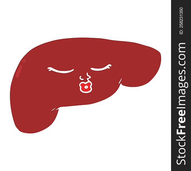 flat color style cartoon pretty liver