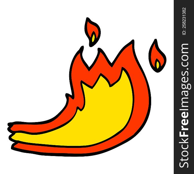 Hand Drawn Doodle Style Cartoon Fire Flame