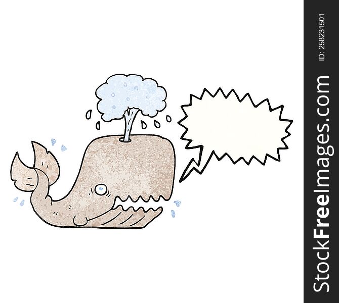 speech bubble textured cartoon whale spouting water