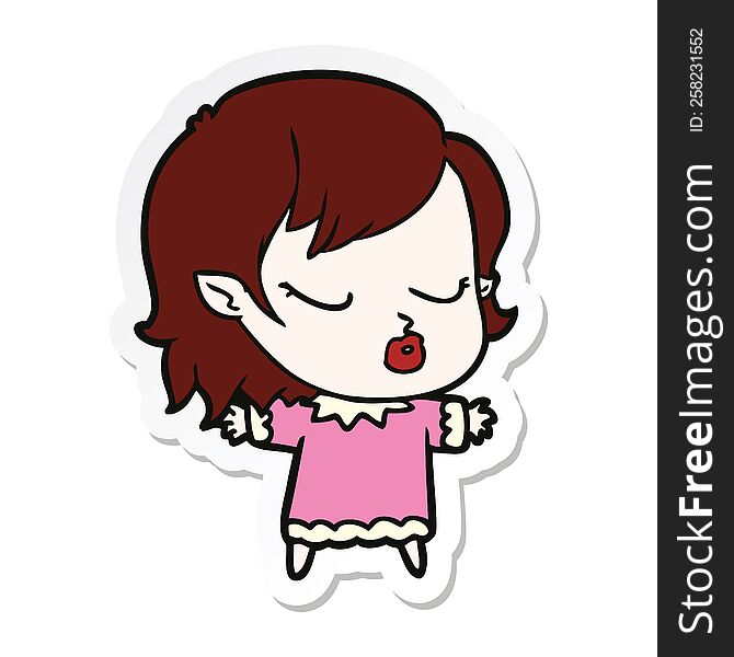 Sticker Of A Cute Cartoon Vampire Girl