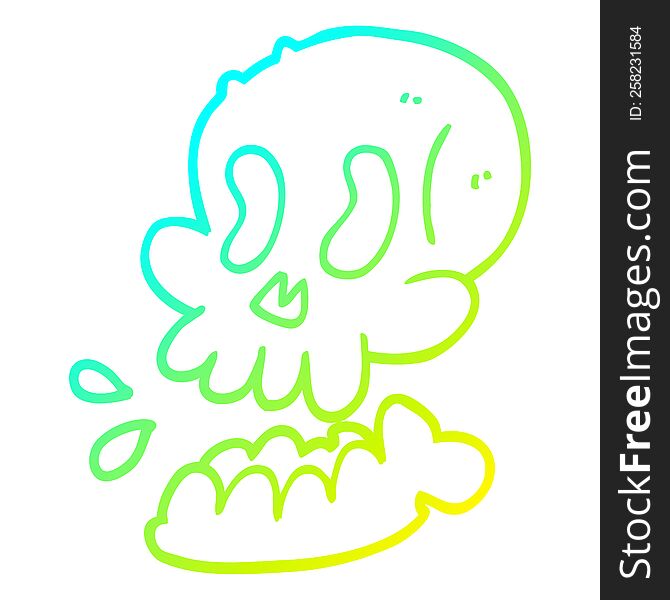 Cold Gradient Line Drawing Funny Cartoon Skull