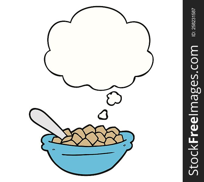 Cartoon Cereal Bowl And Thought Bubble