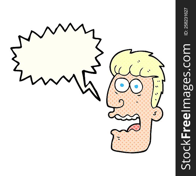 freehand drawn comic book speech bubble cartoon shocked man