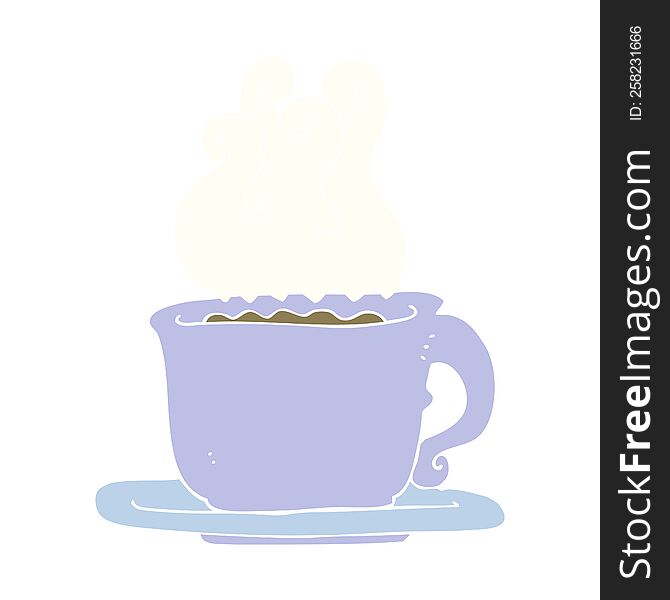 Flat Color Illustration Of A Cartoon Cup Of Coffee