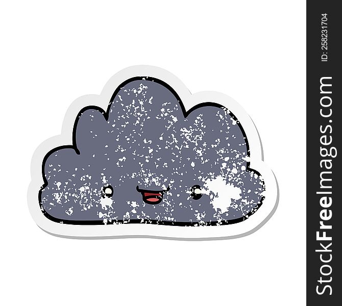 distressed sticker of a cartoon tiny happy cloud