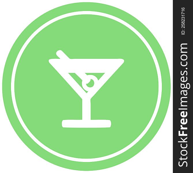 cocktail with olive circular icon symbol