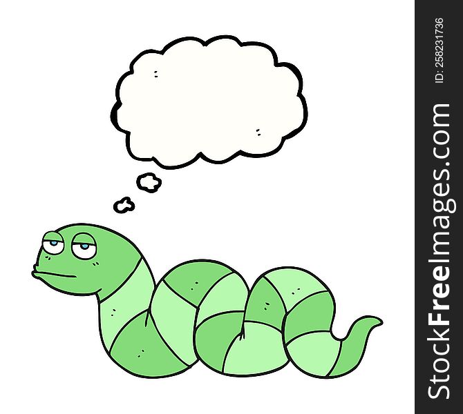 freehand drawn thought bubble cartoon bored snake