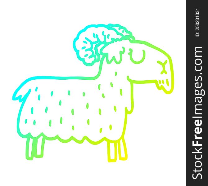 cold gradient line drawing cartoon stubborn goat