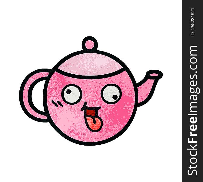 retro grunge texture cartoon teapot