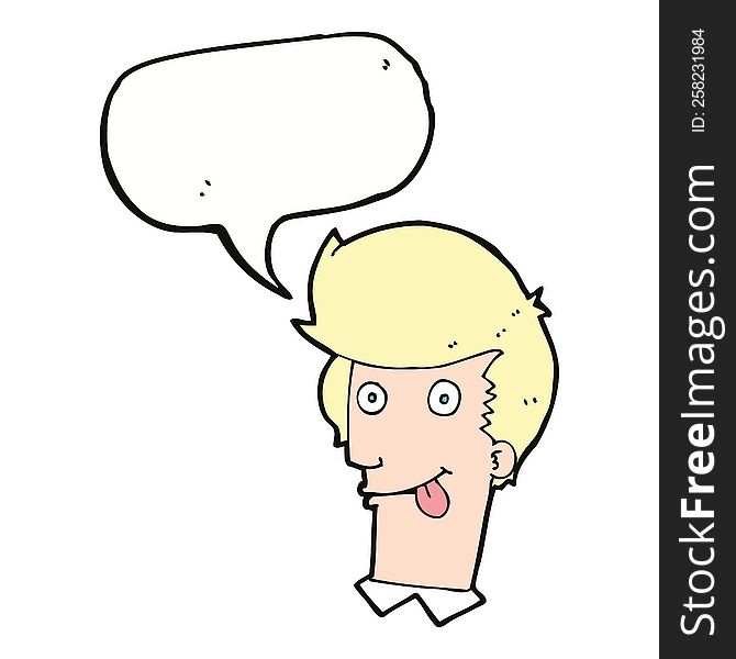 Cartoon Man With Tongue Hanging Out With Speech Bubble