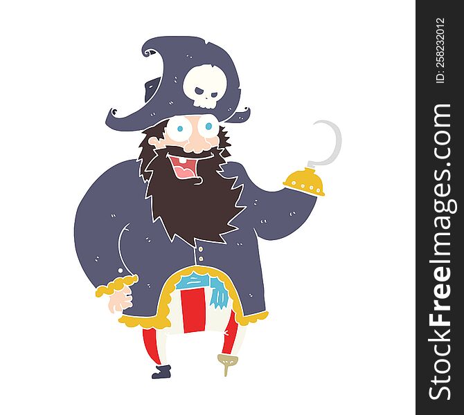 flat color illustration of pirate captain. flat color illustration of pirate captain