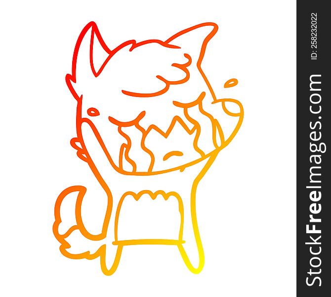 warm gradient line drawing of a crying fox cartoon
