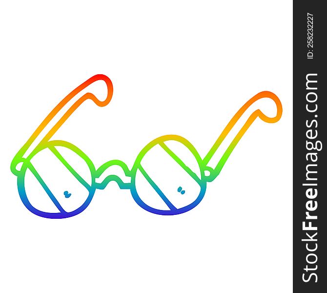 Rainbow Gradient Line Drawing Cartoon Sunglasses