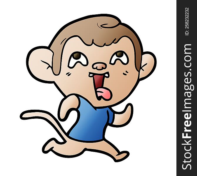 crazy cartoon monkey jogging. crazy cartoon monkey jogging