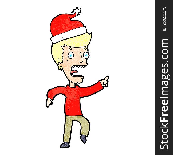 cartoon man ready for christmas