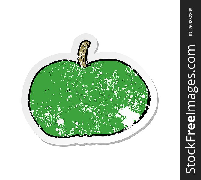 Retro Distressed Sticker Of A Cartoon Happy Apple