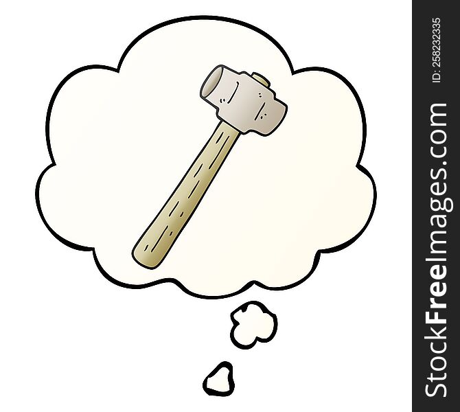 cartoon sledgehammer with thought bubble in smooth gradient style