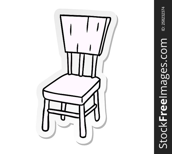 Sticker Cartoon Doodle Of A  Wooden Chair