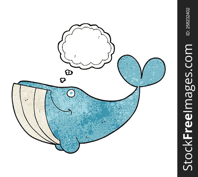 freehand drawn thought bubble textured cartoon happy whale
