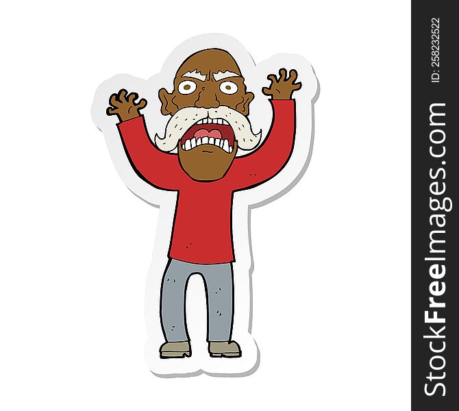 sticker of a cartoon angry old man