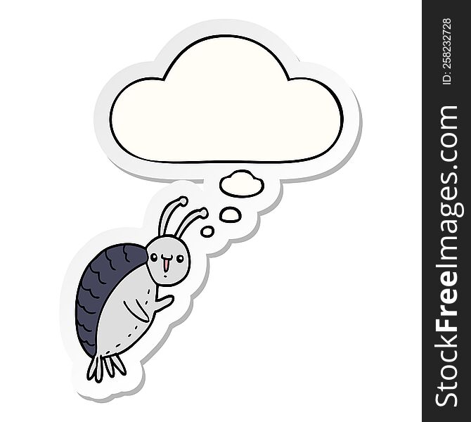 cartoon beetle with thought bubble as a printed sticker