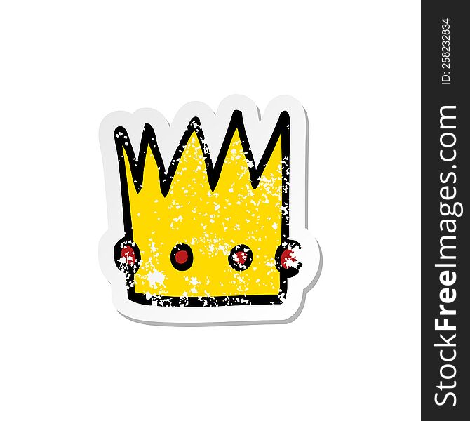 Distressed Sticker Of A Cartoon Crown