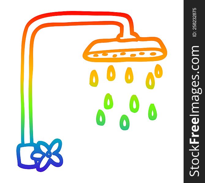 rainbow gradient line drawing of a cartoon shower head