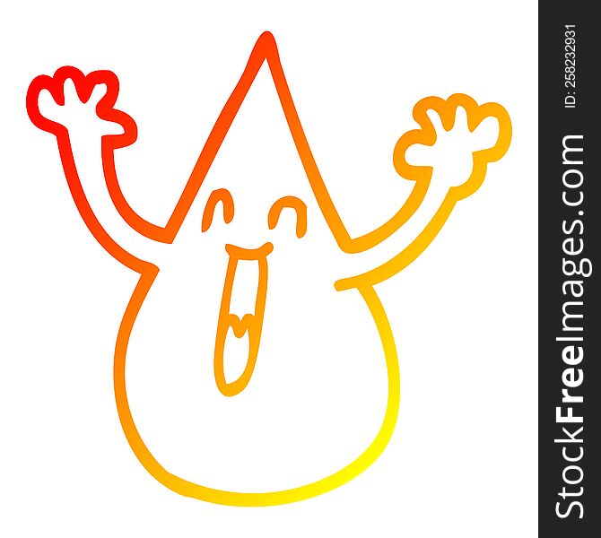 warm gradient line drawing of a cartoon blood droplet