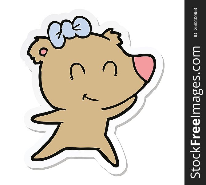 Sticker Of A Female Bear Cartoon