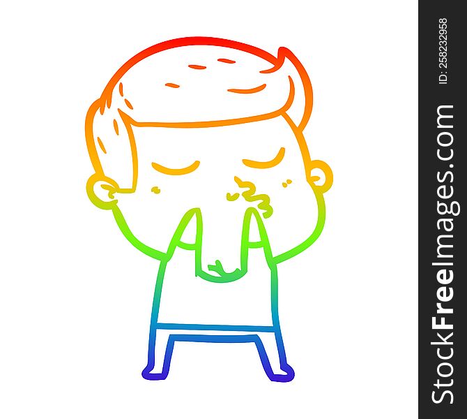 rainbow gradient line drawing of a cartoon model guy pouting