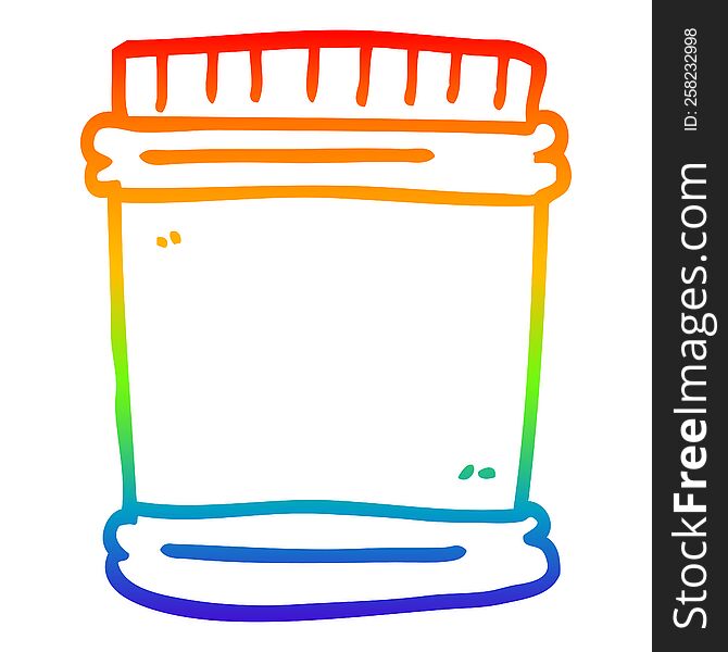 Rainbow Gradient Line Drawing Cartoon Vitamin Pots