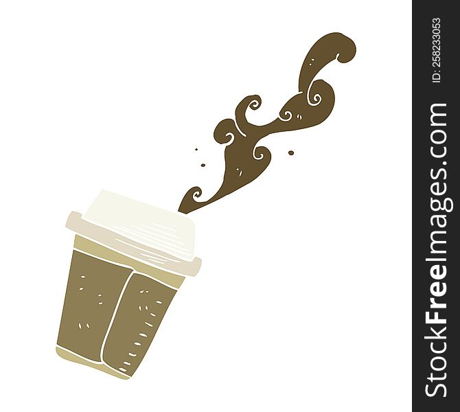 Flat Color Illustration Of A Cartoon Spilling Coffee