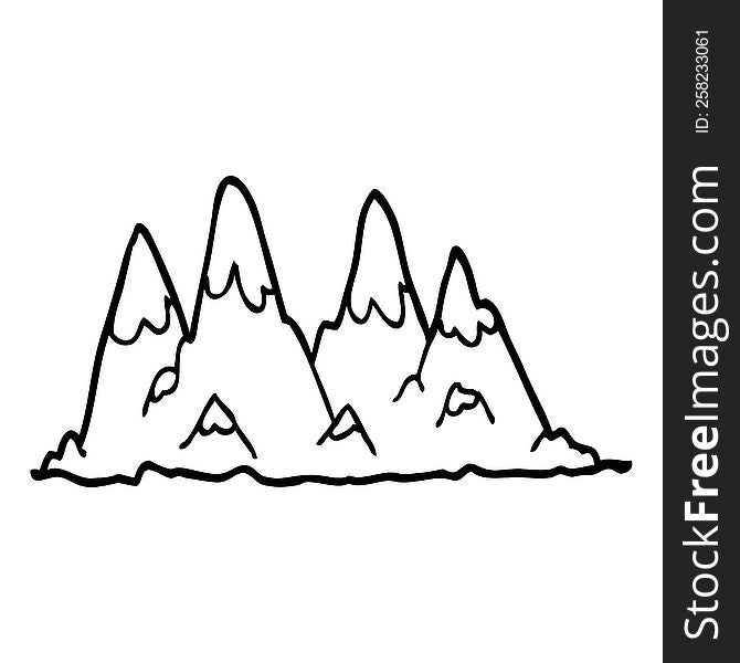 Line Drawing Cartoon Mountain Range