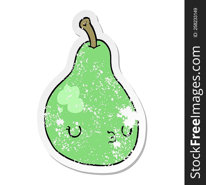 Distressed Sticker Of A Cartoon Pear