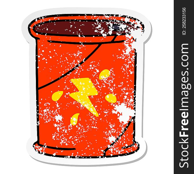 Distressed Sticker Of A Quirky Hand Drawn Cartoon Cola Can