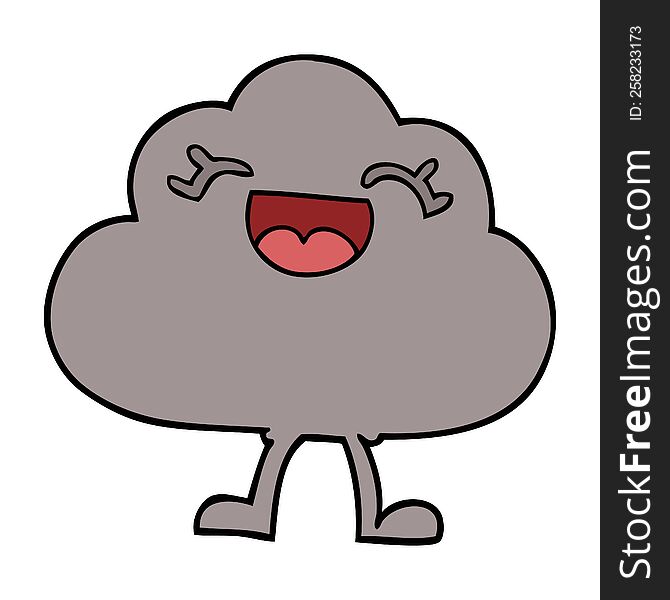 Cartoon Doodle Happy Grey Cloud